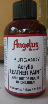 Angelus Burgundy Leather Paint Angelus Leather Paint  Angelus 2 Thin, Angelus 2 Hard, Angelus Preparer and Degalzer Angelus Stripper Leather Paint  Leather Dye Leather Preparer Acrylic Paint